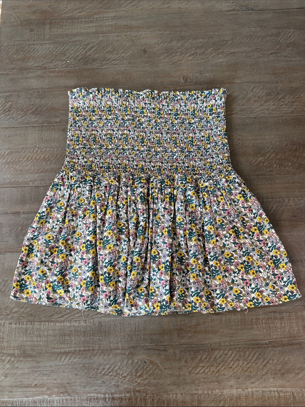 BCBG Floral Smocked Mini Skirt - Yellow, Pink & Green